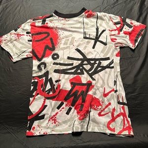 Large Red, Gray, White, Black Graphic Tee